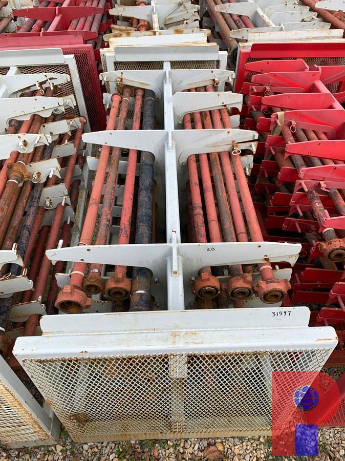 Used (20X$) 10’ JTS. OF 2”- 3” FIG 1502 15K WP FLOW IRON ON TRANSPORT RACK