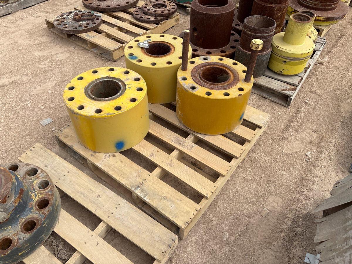 Used (10 pallets) assorted frac valve bonnet flanges/parts, casing landing flanges, & DSAs