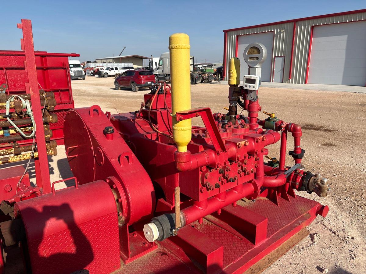 Used Gardner Denver TEE triplex pump unit, skidded