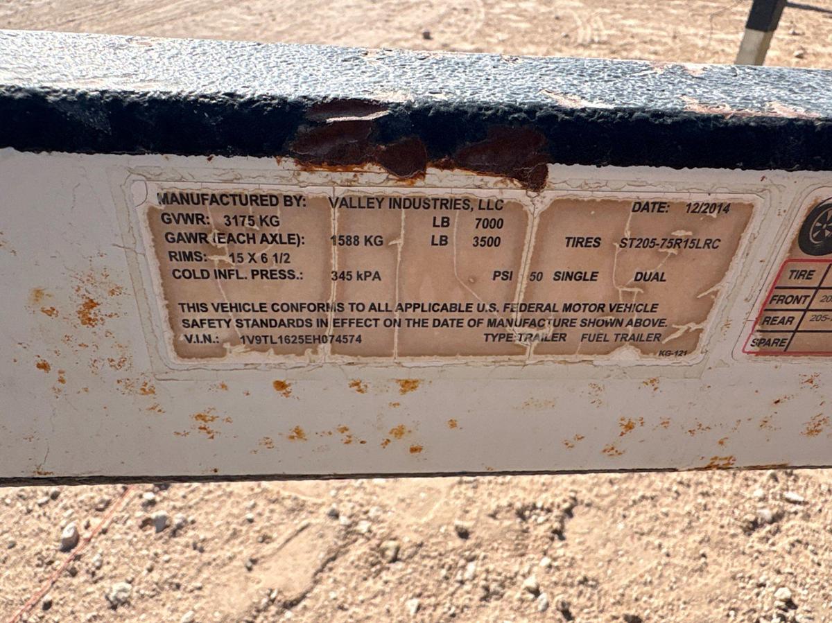 Used 2014 VALLEY 10.5’ X 4.5’ T/A BUMPER PULL GREASE PUMP TRAILER