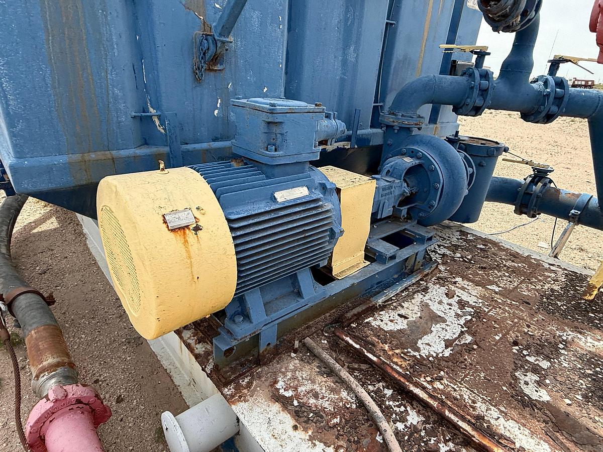 Used CONTINENTAL EMSCO FB-1600 5K WP TRIPLEX MUD PUMP W/ AC ELECTRIC MOTOR &  MIXING TANK SKIDDED