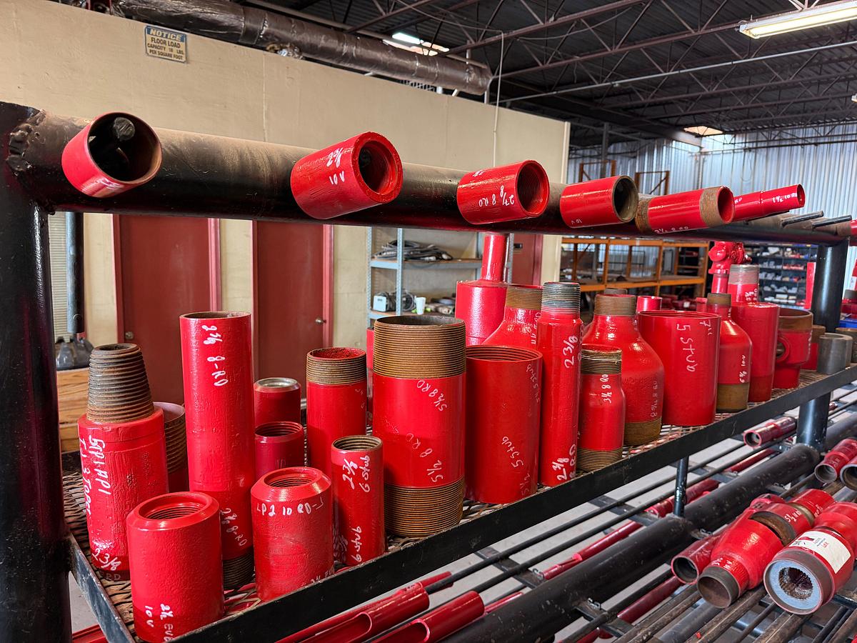 Used TOP RACK SHELF OF (26+) SWAGES, X-OVER COLLARS, & RELATED