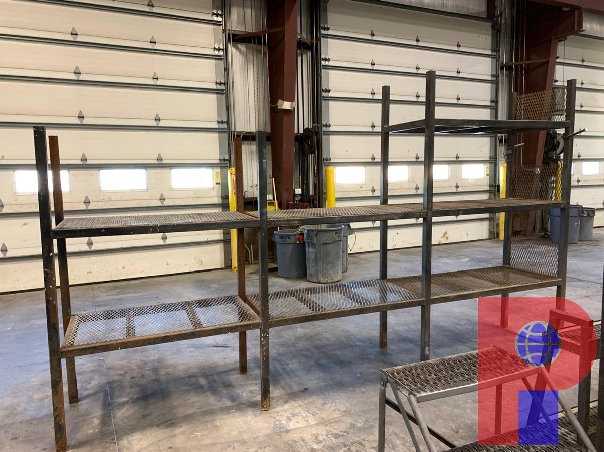 Used 3 STEEL SHELVES W/ STEP LADDER