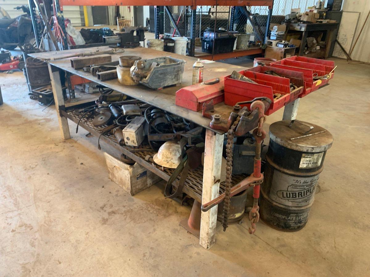 Used 8’ x 4’ x 3’ Shop Table and all it’s Contents