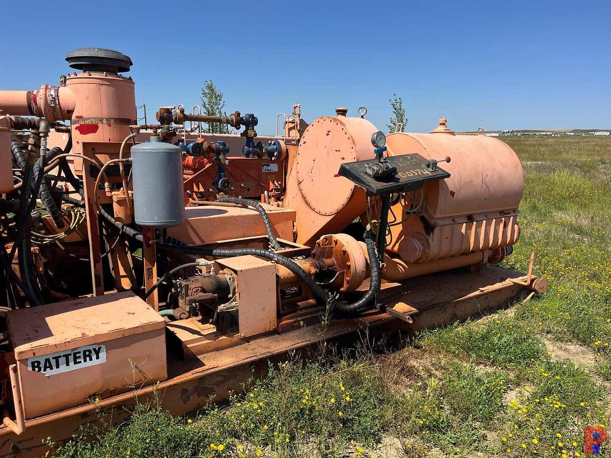 Used GARDNER DENVER PAHBFB 5K TRIPLEX WELL SERVICE PUMP P/B DETROIT 8V71N ALLISON TRANS., SKIDDED