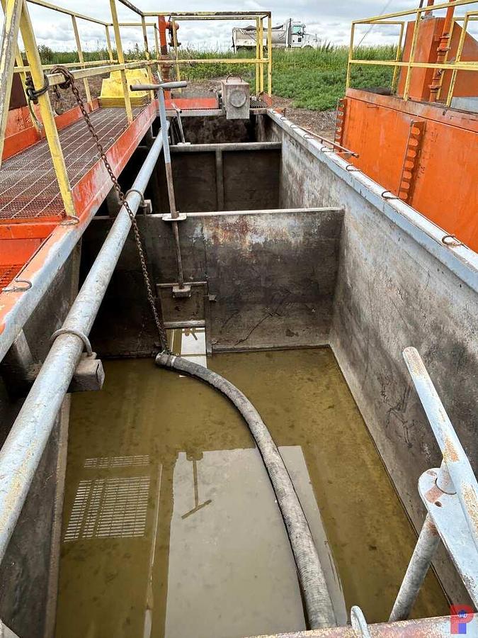 Used 28’ X 8’ X 5’ (3)-COMP. 192 BBL. MUD TANK W/ CATWALK, DEGASSER, IRON RACKS