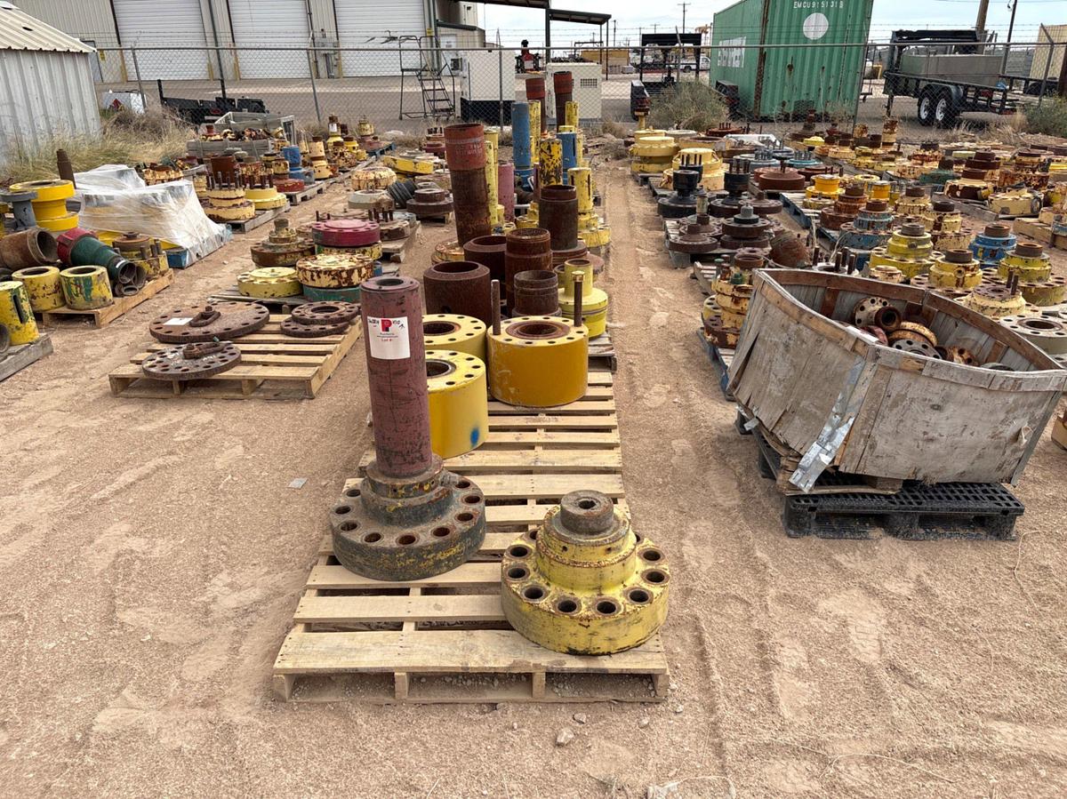 Used (10 pallets) assorted frac valve bonnet flanges/parts, casing landing flanges, & DSAs