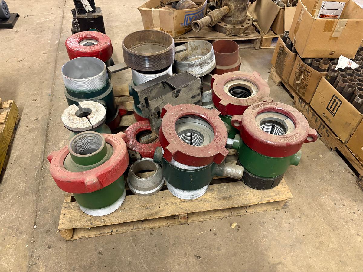 Used Pallet w/ (10) Larkin stripper heads & parts