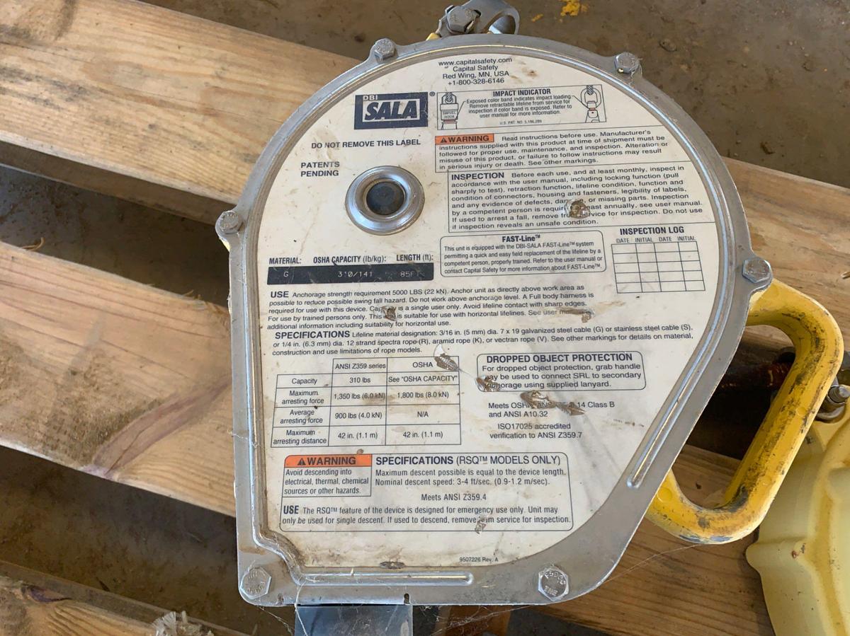 Used (5) SALA 130’ and 85’ Fall Protection System