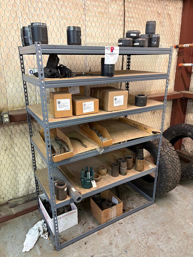 Used 4’ x 2’ x 70” shelving w/ packer & tubing anchor parts