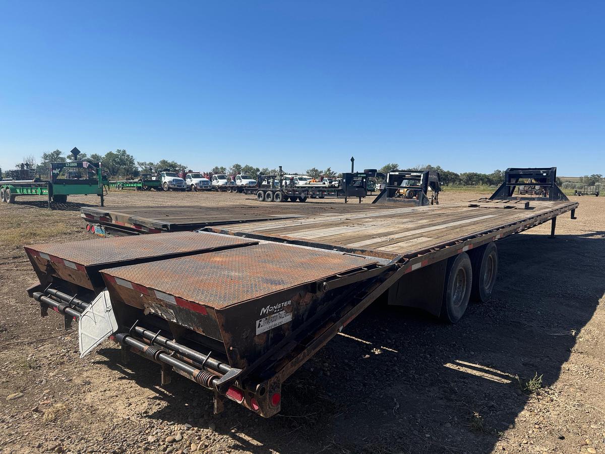 Used 2013 PJ 40' TANDEM DUAL WHEEL FLATBED GOOSENECK TRAILER WITH DOVETAIL & MEGA RAMPS