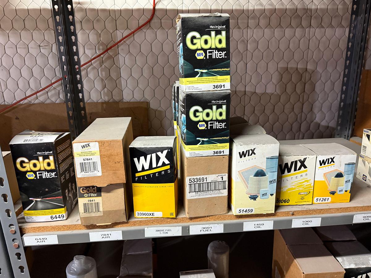 Used 20-SHELVE SECTION OF (180+) VARIOUS WIX , DONALDSON, & RELATED FILTERS