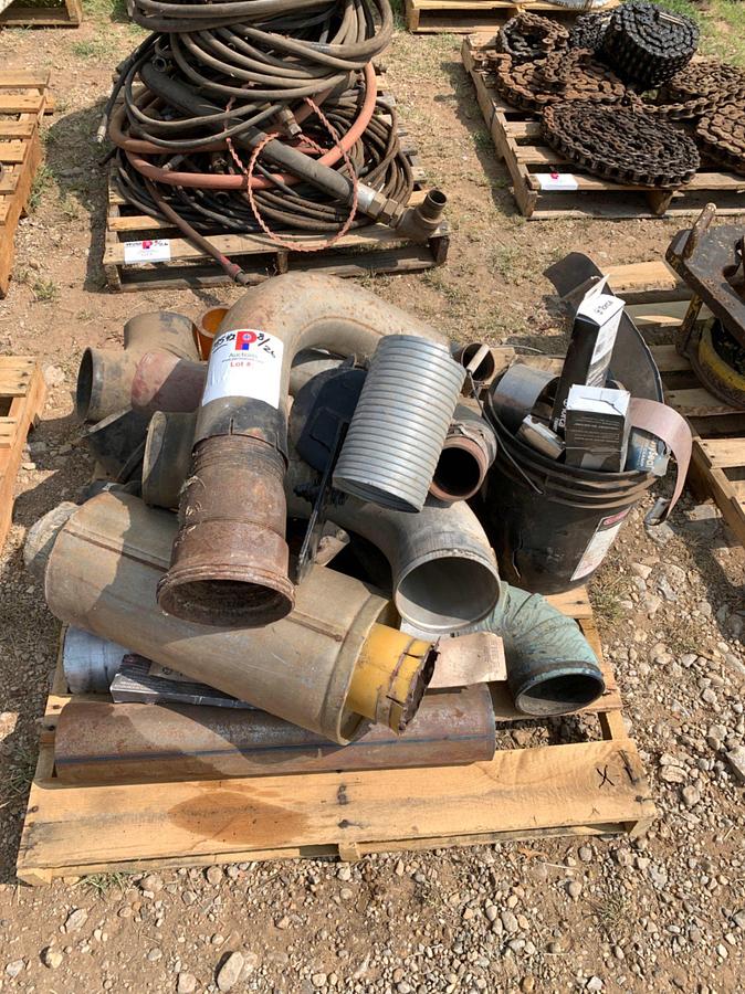 Used (7) Pallets of Cam Parts, Exhaust, Come Along, Rig Lights, And Hydraulic Hoses
