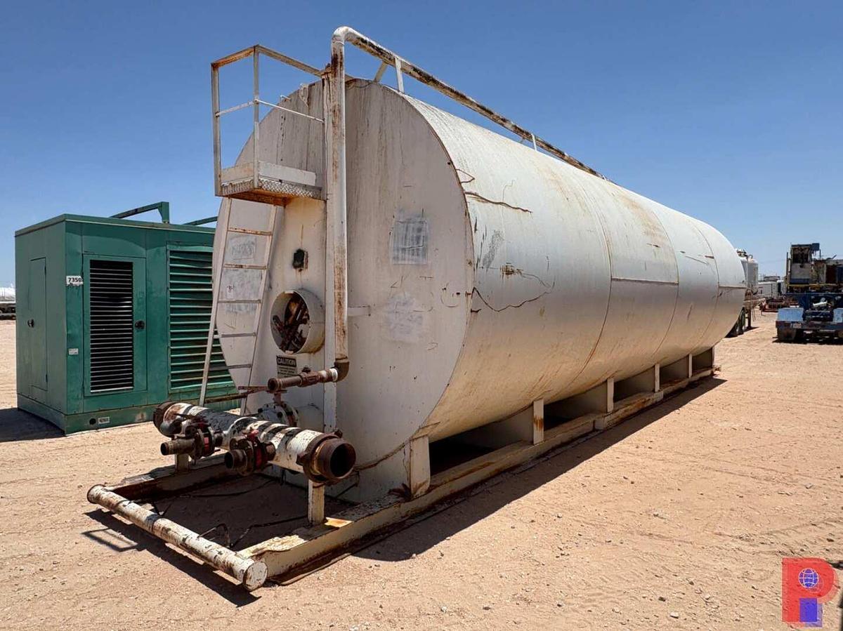 Used 500BBL 32’ X 10.5’ CYLINDER FRAC TANK, SKIDDED