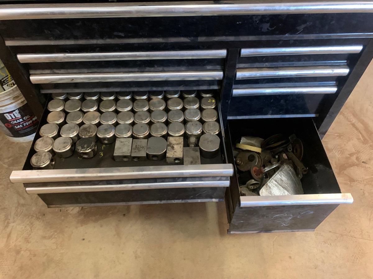 Used Husky Rolling Tool Box, 5’ x 3’ x 2’ Rolling Wooden Table , 4’ x 3’ x 2’ Paint Cabinet