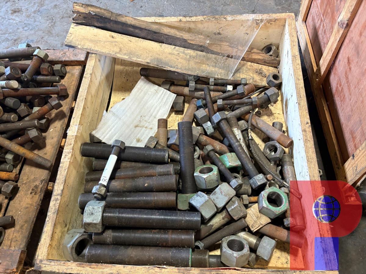 Used (4 CRATES) OF ASSORTED SIZE STUD BOLTS & NUTS, (RANGE: 1-1/2” TO 2-1/2”)