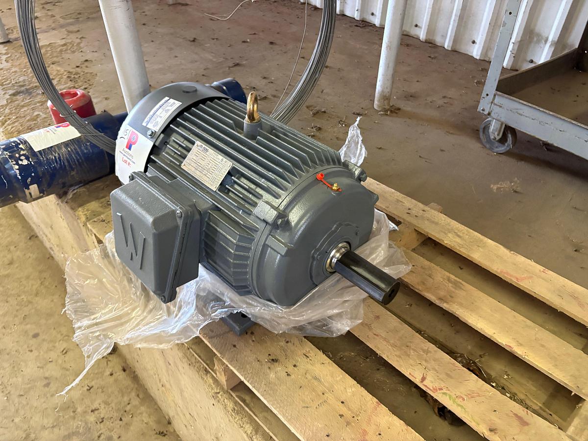 Used UNUSED Worldwide electric corporation 20hp 3-phase electric motor