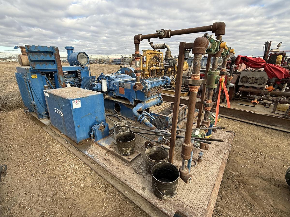 Used GARDNER DENVER TEE 5K WP TRIPLEX WELL SERVICE PUMP, SKIDDED