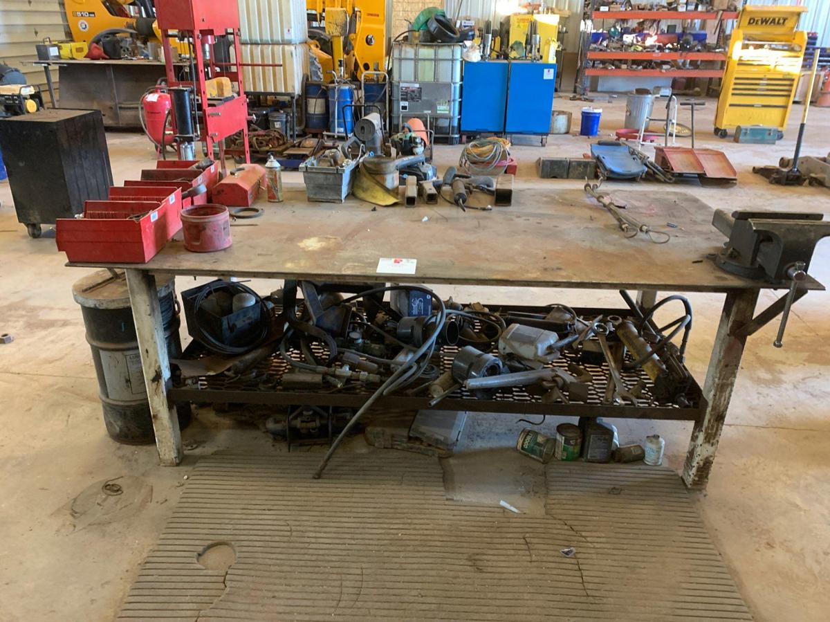 Used 8’ x 4’ x 3’ Shop Table and all it’s Contents