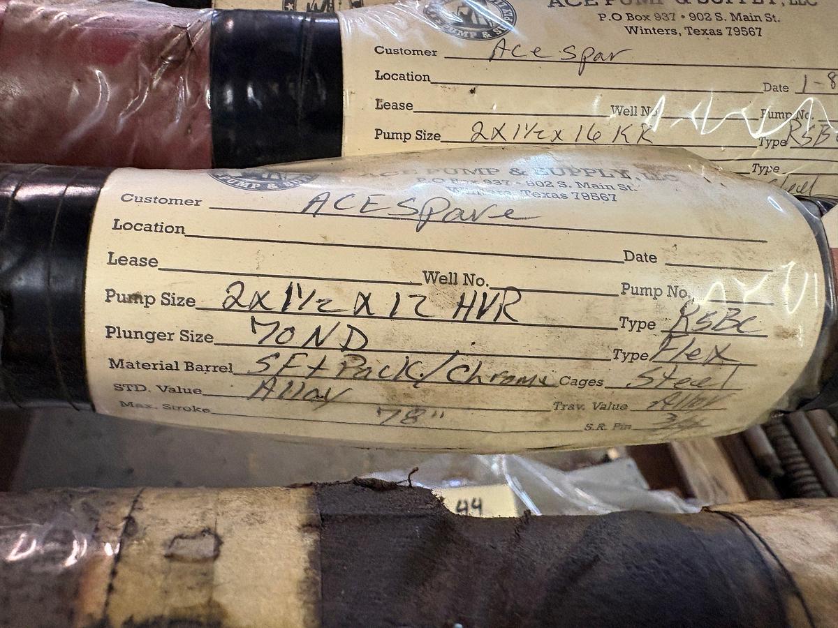 Used NEW 2” x 1-1/2” x 12’, 70 ND FLEX, HVR, CS TRIM, CS CHROME BBL, DOWNHOLE PUMP
