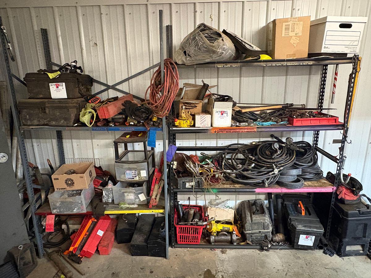 Used 5’ x 1.5’ x 6’ shelving & 4’ x 2’ x 7’ shelving w/ contents