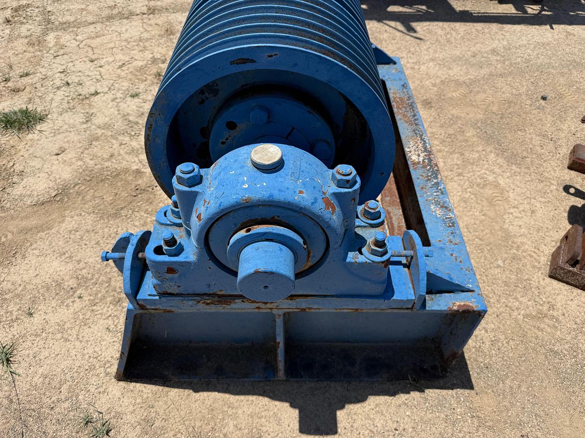 Used 4’L JACK SHAFT W/ PILLOW BLOCK BRG’s, (2) 10.5”W 7-GROOVE SHEAVES