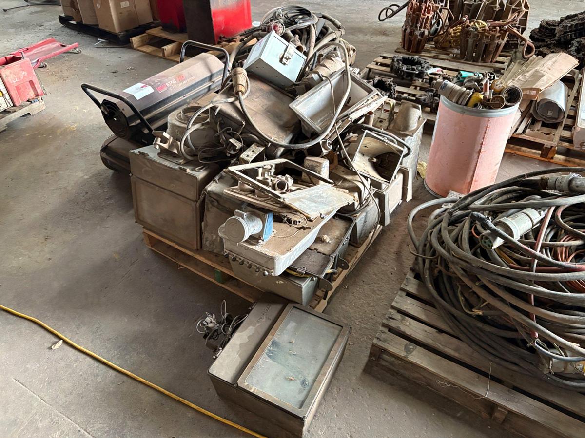 Used (5 pallets) of assorted flood lights, electrical components, wiring, etc.