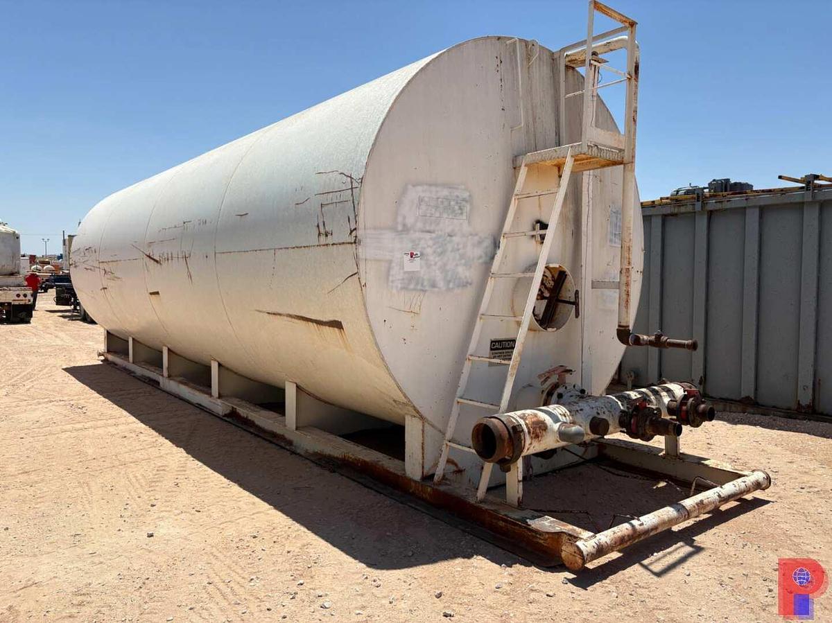 Used 500BBL 32’ X 10.5’ CYLINDER FRAC TANK, SKIDDED