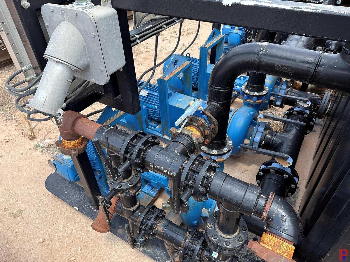 Used 35’L X 10’W X 6.5’H 4-COMPARTMENT 260 BBL MIXING TANK P/B (3) 75 HP ELECTRIC MOTORS