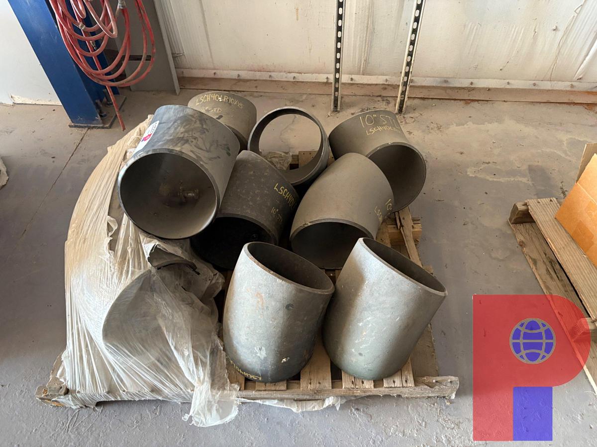 Used (5 PALLETS OF ASSORTED WELD-ON PIPE FITTINGS & (2) STORAGE RACKS