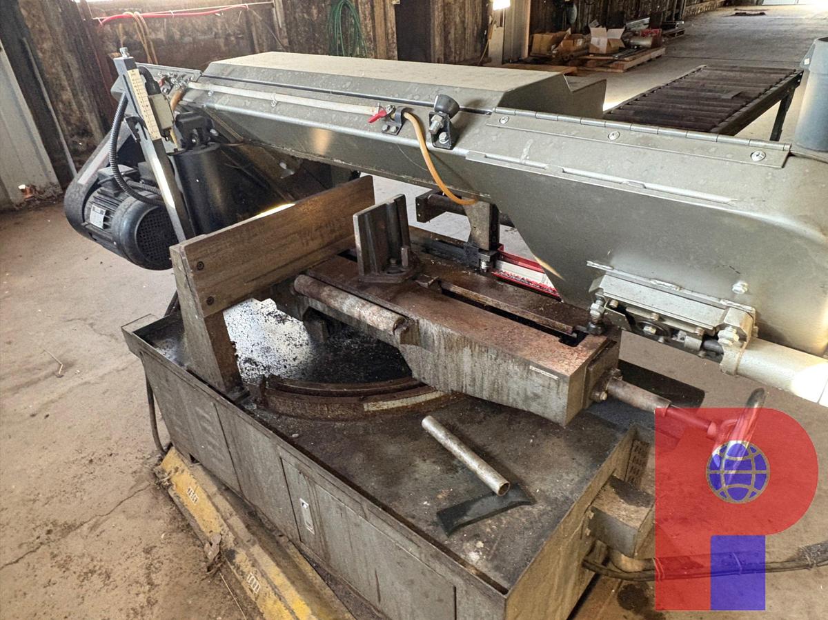 Used JET 12” X 20” SEMIAUTOMATIC MITERING HORIZONTAL BAND SAW W/ (2) ROLLER TABLES