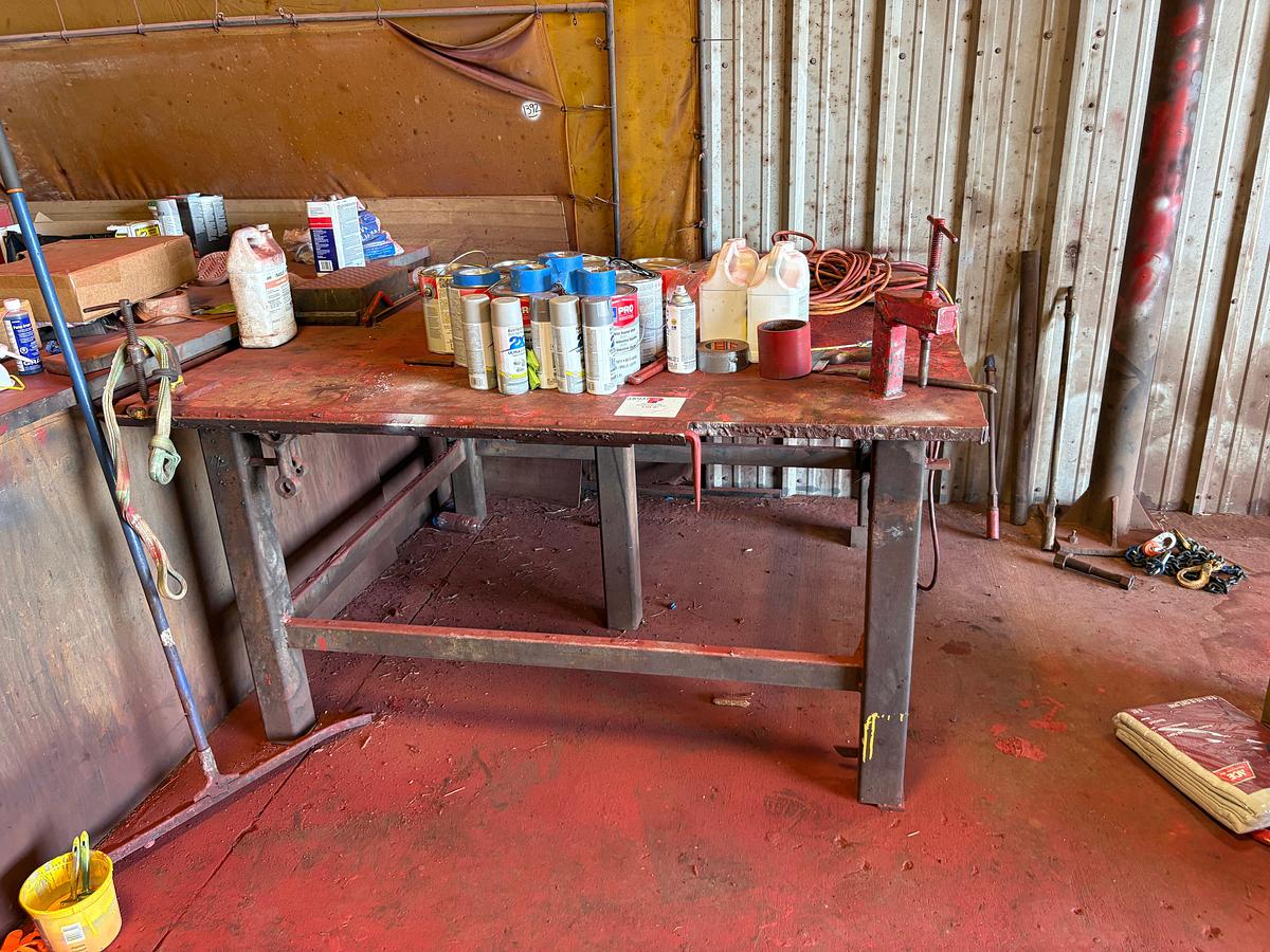 Used 76” x 69” x 39” metal shop table