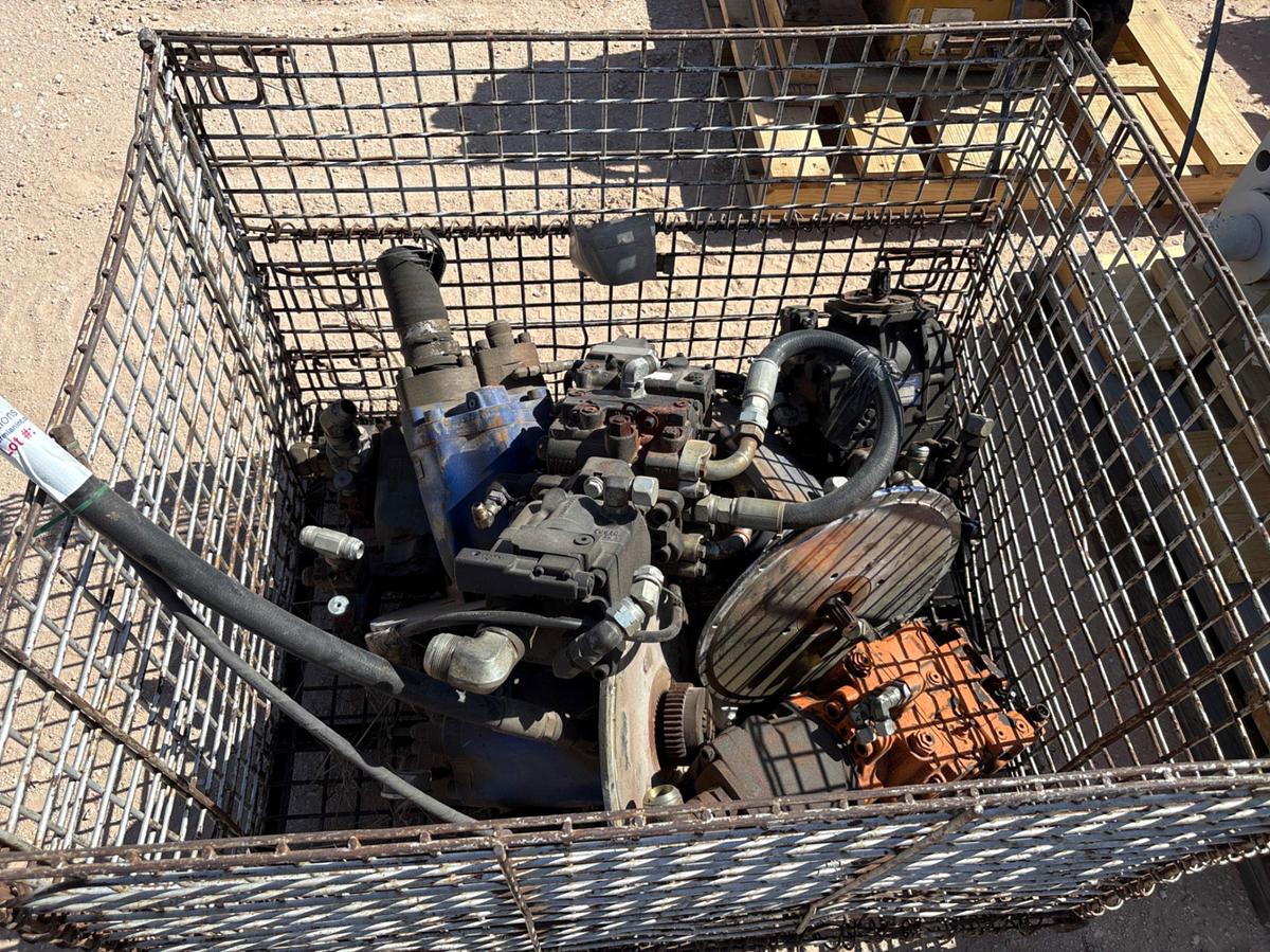 Used Crate w/ (7) assorted hydraulic pumps