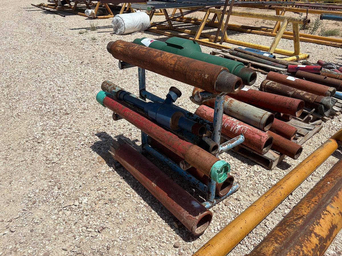 Used 3’ x 2.5’ x 40” tool rack w/ (2) wp shoes, (1) 11”OD pilot mill, assorted pup jts & x-overs