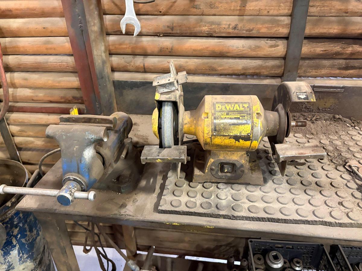 Used 8’ x 2’ x 3.5’ metal workbench w/ contents