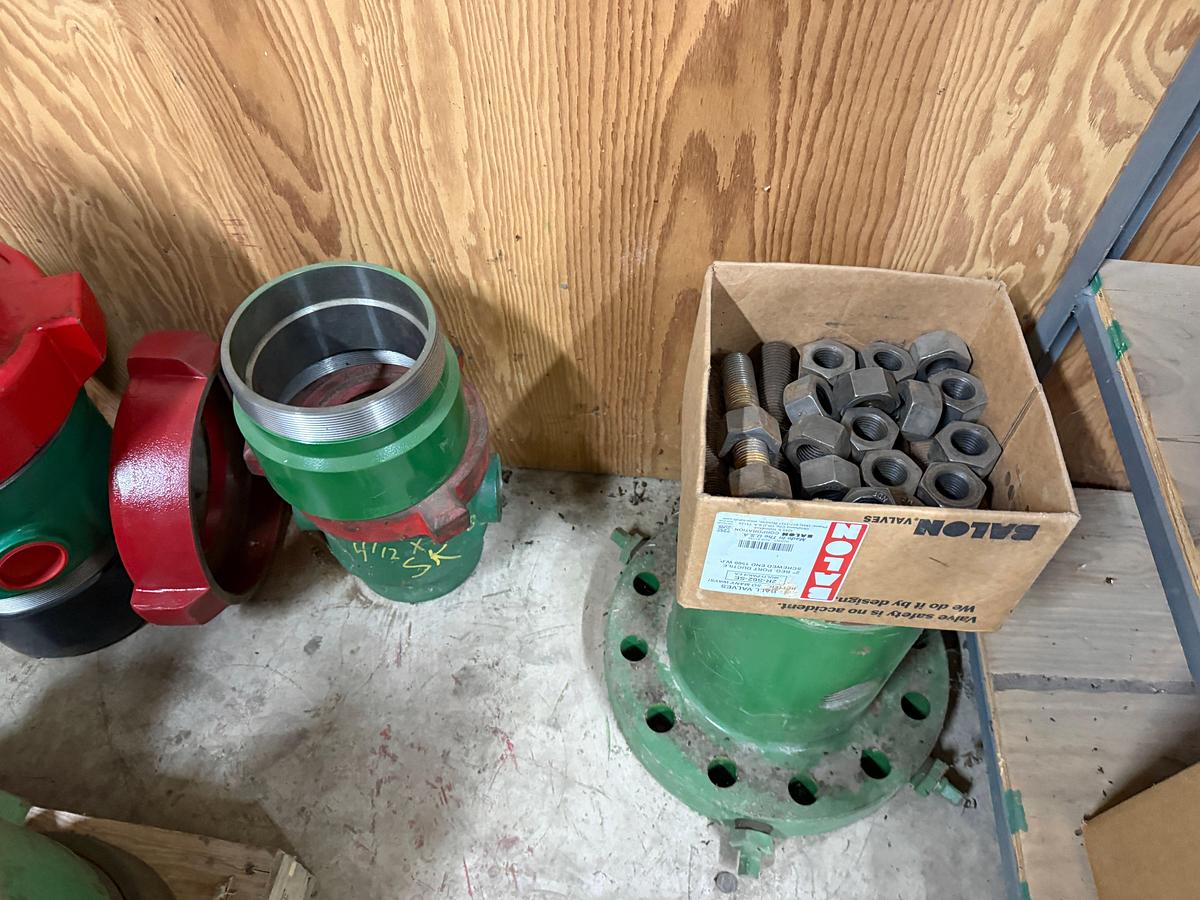 Used SECTION OF (6)MOSTLY 2-7/8” WSI 2K WP TUBING HEADS & RELATED, & WALL OF FLANGE GASKET & VICTAULIC TYPE GASKETS