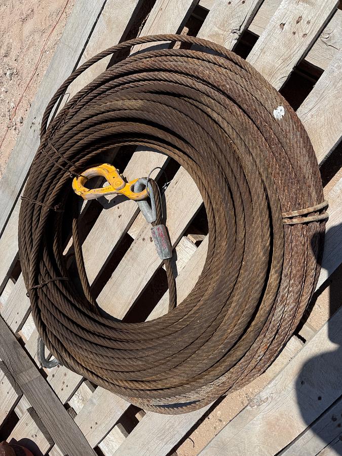 Used (4) PALLETS OF 5/8” x 50’ WIRE ROPE SLINGS W/ SWIVEL HOOKS
