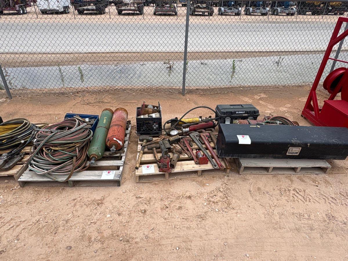 Used (3 pallets) of assorted hand tools, toolboxes, cutting torch supplies