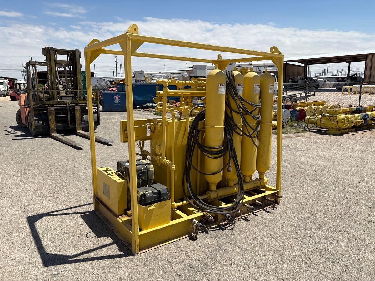 Used Meyer 4-station closing unit, skidded
