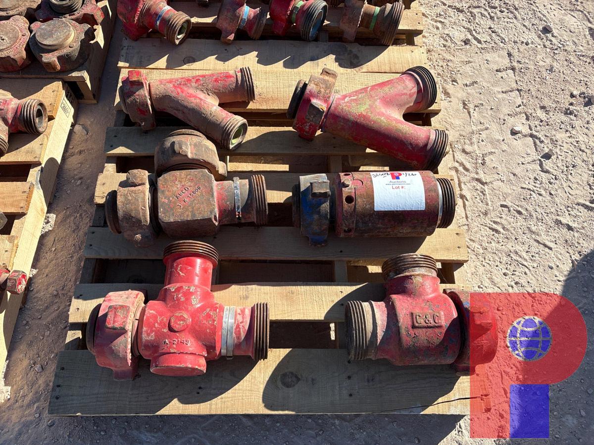 Used (3) 3” 1502 “T” FITTINGS, (2) 1502 “Y” FITTINGS & 3” 1502 CHECK VALVE