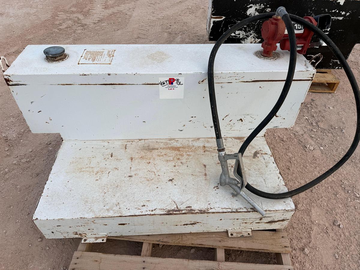 Used DELTA CONSOLIDATED 100-GAL L-SHAPE FUEL TANK W/ FILLRITE PUMP & NOZZLE