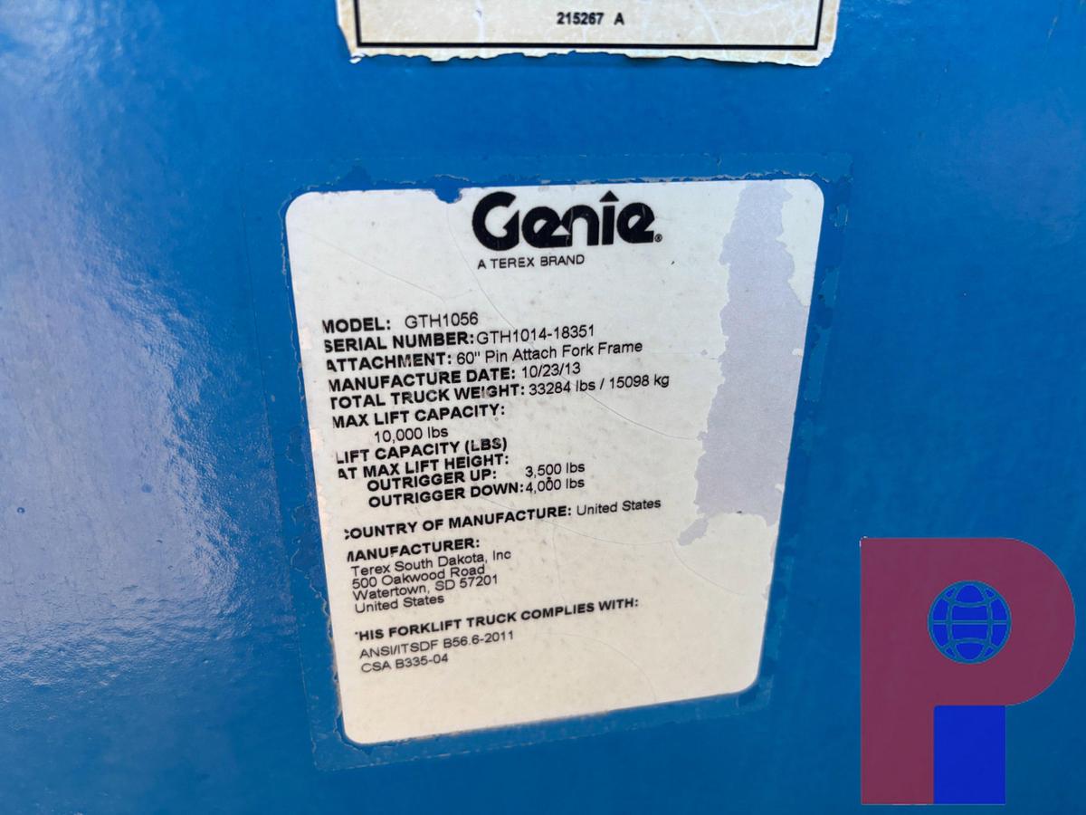Used 2013 GENIE GTH1056 10,000LBS TELEHANDLER FORKLIFT