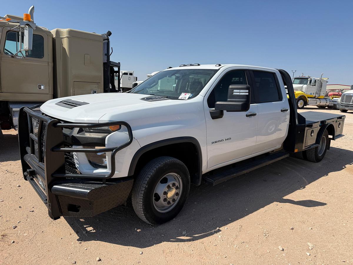 Used 2020 CHEVROLET SILVERADO 3500HD CREW CAB FLATBED TRUCK, 4X4