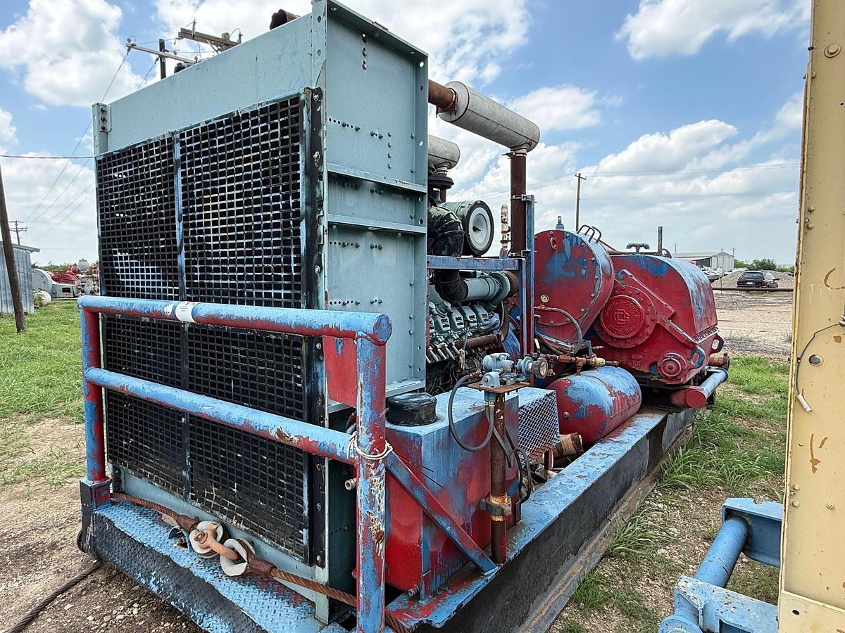 Used GARDNER DENVER PZ7 TRIPLEX MUD PUMP P/B MTU 12V2000TTA, SKIDDED