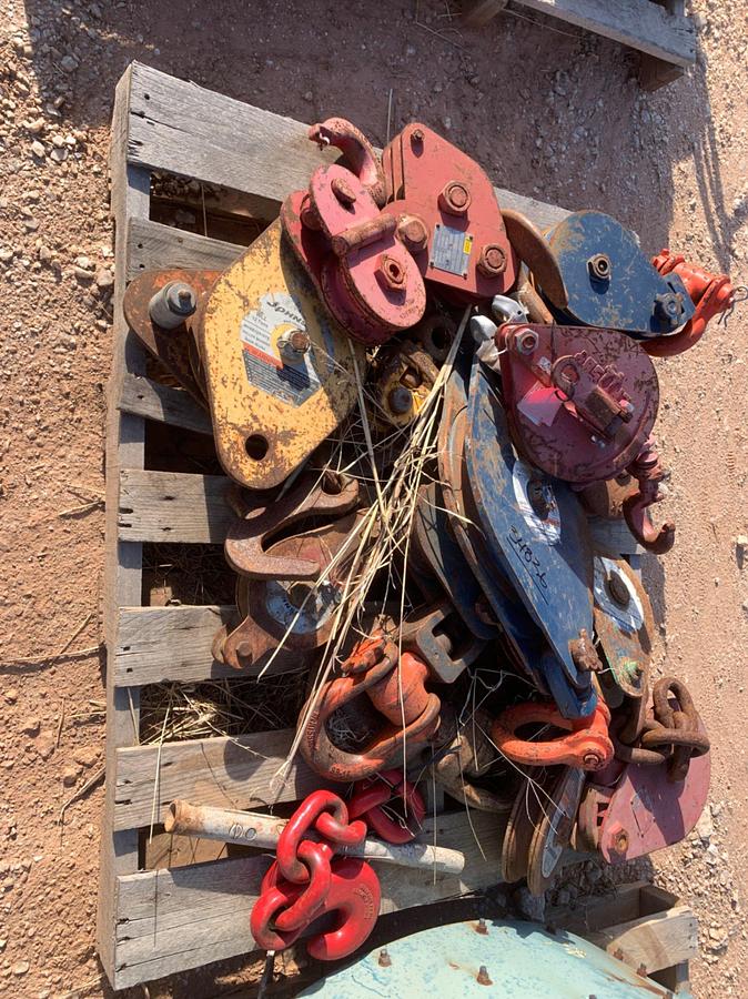 Used Pallet of Assorted Chain and Wire Cable Hoist