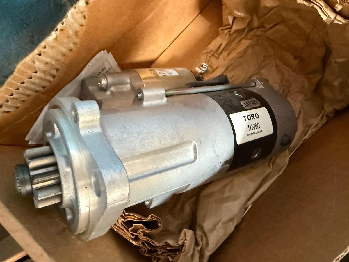 Used 2 PALLETS W/ MISC UNSUED TORO STARTER , POWER STEERING PUMP, BOX OF WELDCRAFT UNUSED PARTS, BOX OF BRGS. & SEALS