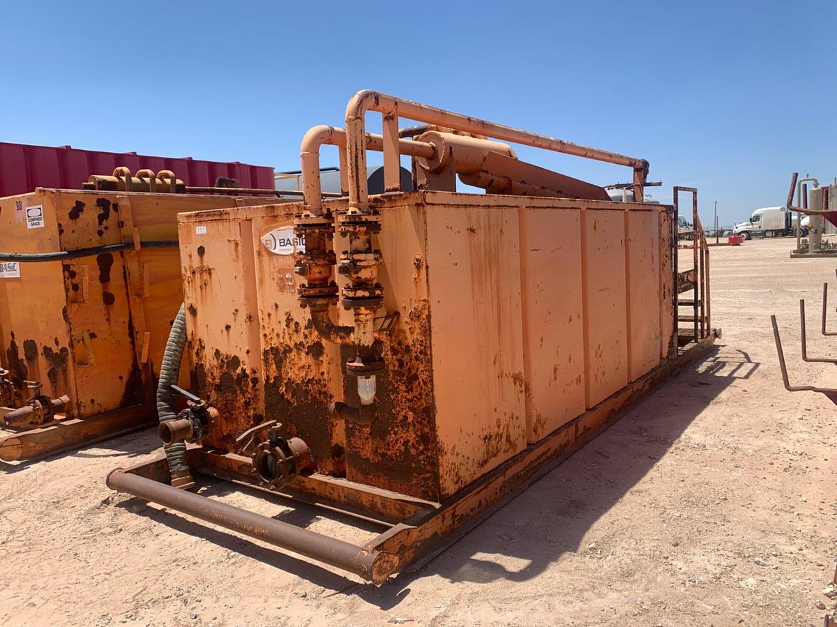 Used 25’ L x 8’ W x 8’ T 149 bbl Open Top Skidded Tank