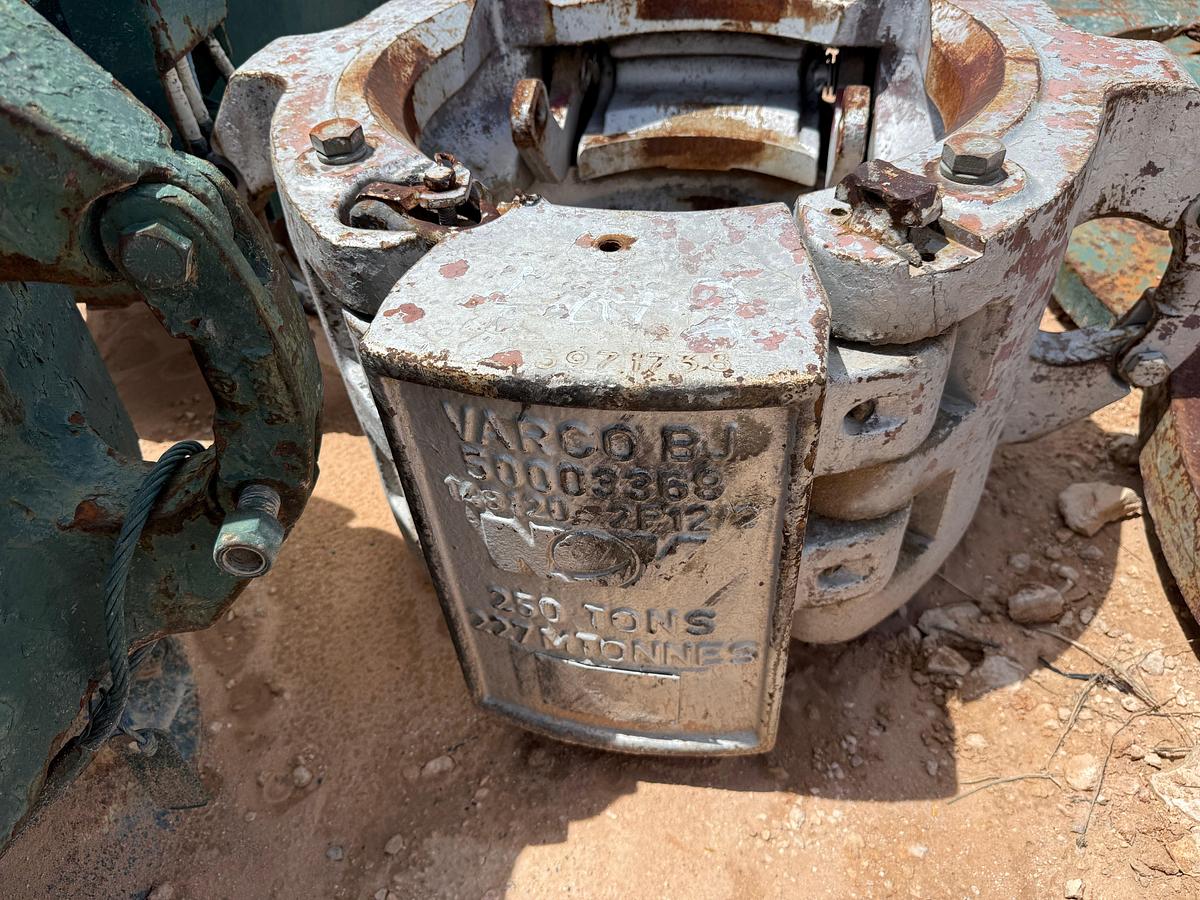 Used (3) BJ, TEXAS INTERNATIONAL, VARCO 250-TON SLIP TYPE SPIDER CASING ELEVATORS