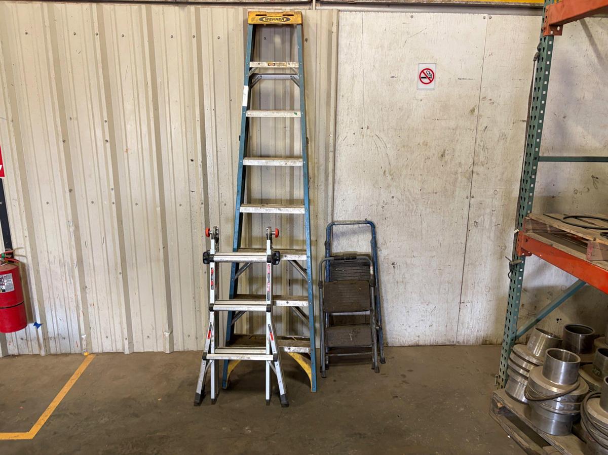 Used (2) A-frame ladders & (2) step-ladders