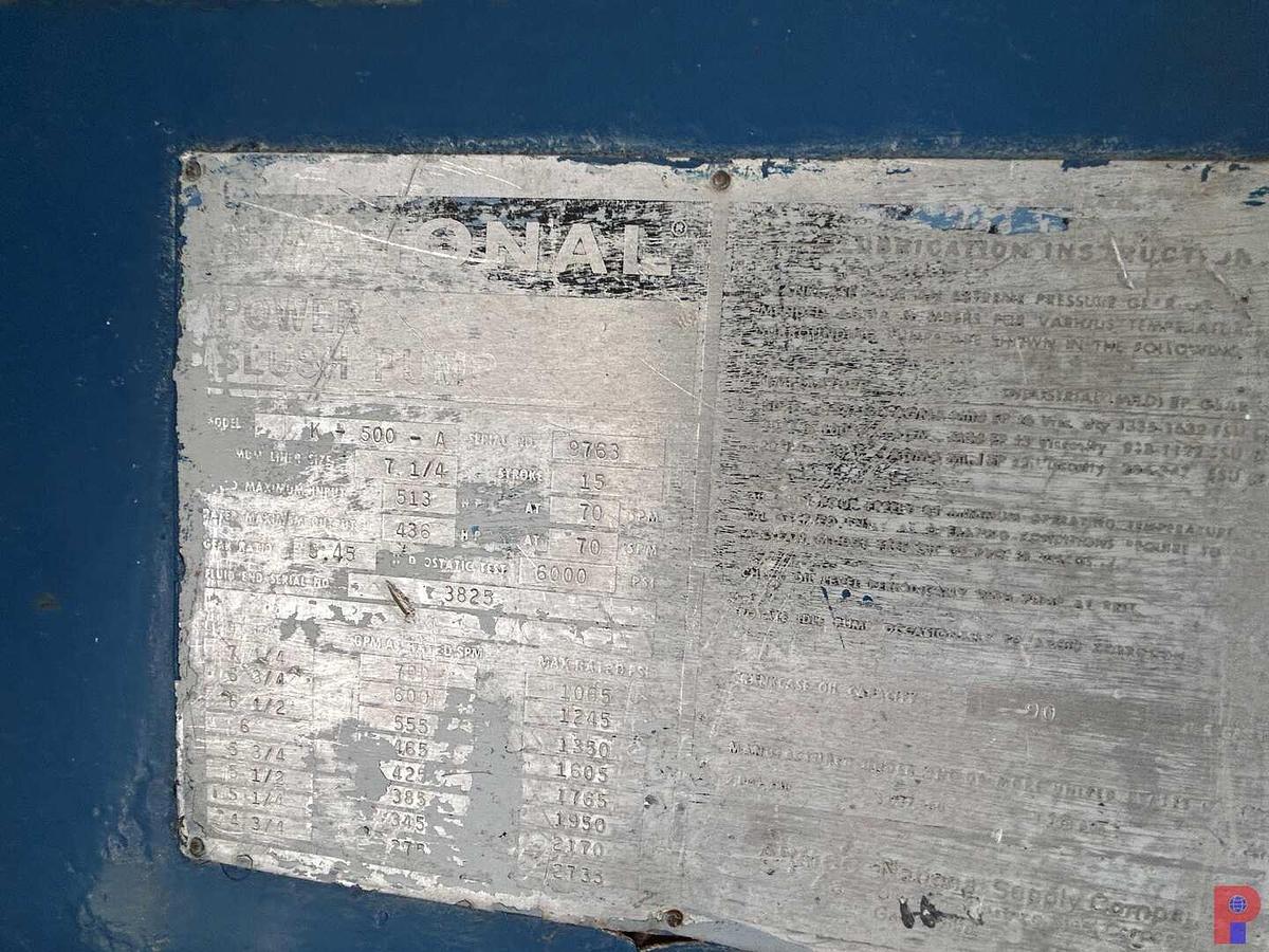 Used NATIONAL K 500-A DUPLEX MUD PUMP